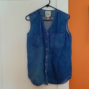 Vintage Jean Button Down Sleevless shirt